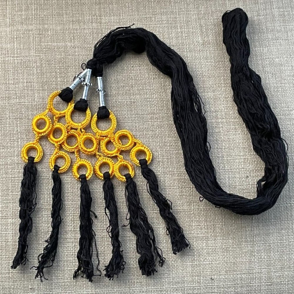 Hair Pranda Black/Yellow Tone Cultural Hair Accessory Traditional Parandi - Picture 6 of 8